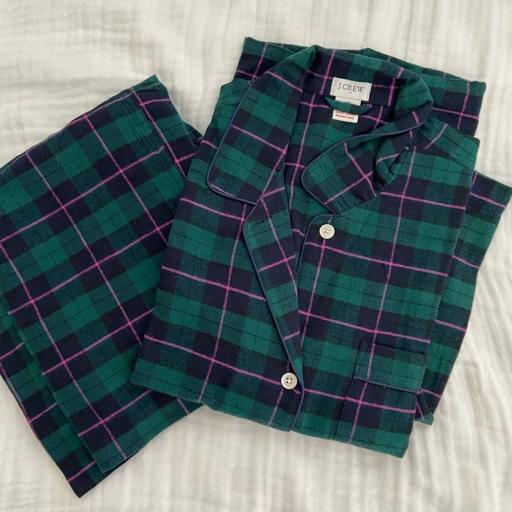 J. Crew green plaid flannel pajama set